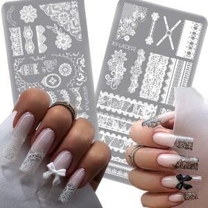 1PCS 나비 패턴 네일 스탬핑 레이스 디자인 프린팅 플레이트 아트 스텐실 스탬프 도구