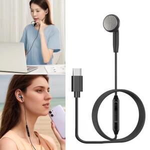3.5mm/타입-C 유선 이어버드 싱글 사이드 이어폰 모노 모바일 폰 MP3 라디오 BT 오디오 리시버용