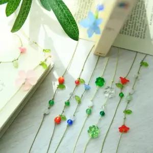 한라봉 비즈 네잎클로버 물망초 책갈피 북마크 꽃 끈 부자재 동백꽃 북마커 키트 만들기 사랑초 DIY 끈갈피