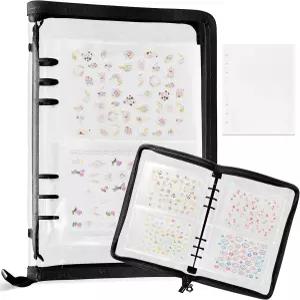 네일 스티커북 아트 오거나이저 디스플레이 40 슬롯 스티커 보관 바인더 빈 홀더 DIY 디자인 도구(블랙)