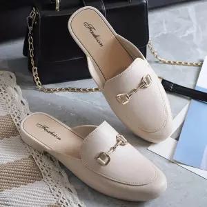 골드 스트랩 장식 포인트 모던 디자인 뮬 블로퍼 AXm7+8qbr