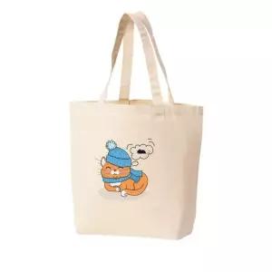 에코백 토트백 CAT 파란겨울모자를 쓴 고양이 파란 목도리 그림 다양한 사이즈