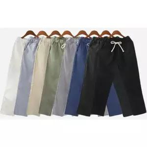 여성 9부 코튼 밴딩 마바지 팬츠 데일리 편한 캐주얼 여자바지 여자팬츠 일자팬츠