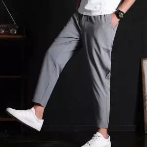 얇고 시원한 남성 바지 레귤러 핏 여름 밴딩 팬츠