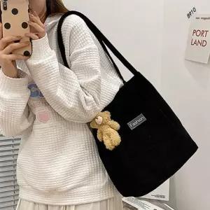 여성 골지 코듀로이 소재 앞주머니 숄더백 에코백 ZsV8+8Swd