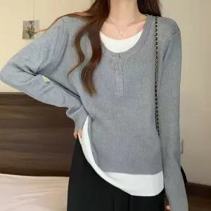 여성 레이어드 스타일 차르르 루즈핏 긴팔 티셔츠