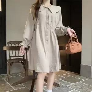 심플한원피스 심플한 빅카라 언발 밴딩 원피스 LL-D168