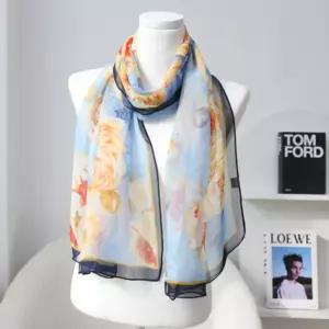 간절기 여성 플라워 왕꽃 쉬폰 롱 스카프 머플러 목도리