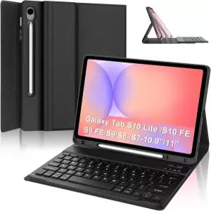 삼성 갤럭시 탭 S10 라이트/ FE/ S9 FE 5G 10.9 인치/ 11 인치 S펜 홀더용 윈칭 키보드 케이스 블랙