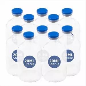 플라스틱 알루미늄 플립이 포함된 20mL 밀폐 멸균 빈 바이알 10팩 - 실험실 생물학 의약품 화장품용 대용량