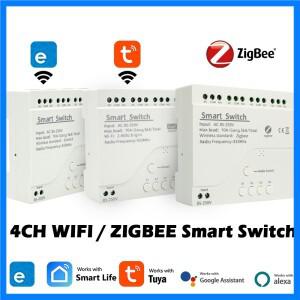 4채널 와이파이/지그비 릴레이 스마트 무선 스위치 모듈 투야/이웰링크 AC DC 7-32V 85-250V RF433 4방향