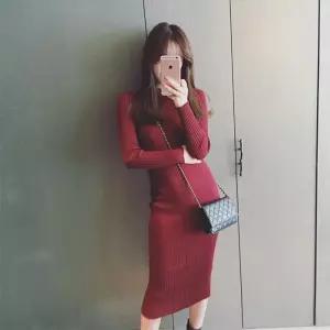 여성 골지 니트 H라인 2컬러 무지 롱 원피스 LK-K004