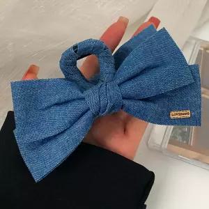 데님 빅사이즈 올림머리 집게핀 라지 헤어 클립 가벼운 고정력 반묶음 업스타일