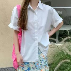 베이직 여유핏 여성 여름 반팔셔츠 레귤러핏 오피스