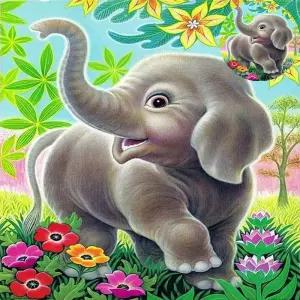 다이아몬드페인팅 정원 속 아기 코끼리 보석십자수 이젤세트 20x20