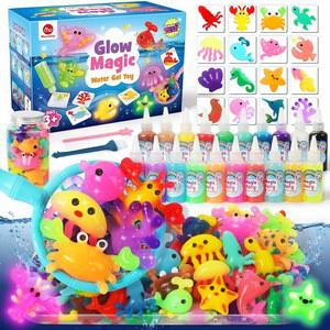 어린이용 모코시 매직 워터 엘프 메이커 부활절 더 20개의 글로우 있는 아트 인 키트, 요정 소년 펫, 젤 나만의 젤과 16개의 다크 선물 만들기, 몰드가 장난감 크래프트, 스퀴시 소녀 아쿠아 DIY