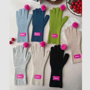 터치스크린 호환 메리노 울 니트 장갑 여성용 가을 따뜻하고 통기성 좋은 커플용 다섯 손가락