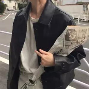 여성 봄 자켓 에코 양가죽 바이커 더블 가죽 크롭 레더 점퍼