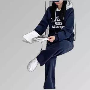 기모 레터링 배색후드 밑단스트링 팬츠 트레이닝세트