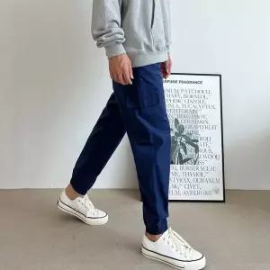 남성 밴딩 허리끈 조거팬츠 카고바지 레귤러핏 캐주얼 AbK1+5YVJ