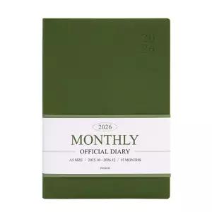 JMds 인디고 다이어리 2026 오피셜 A5 먼슬리 스케줄러 (날짜형 25절 월간) 업무용 (그린무스)노트 스케쥴