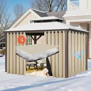 RYB HOME 실외 단열 페이드 저항 암막 커튼 96인치 길이 겨울용 면 안감 파티오 침실용 방수 52 x L 96