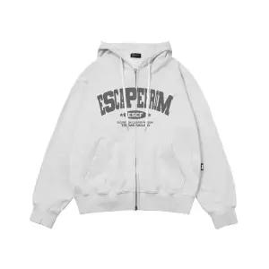 ESCAPEFROM ESCF 아치 로고 프린트 투웨이 후드집업 화이트 멜란지