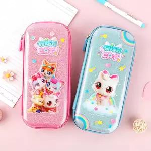 위시캣 투명 엠보 필통 학생용 학용품 다용도 수납 파우치