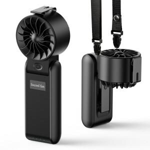 Socool 5000mAh 미니 휴대용 손선풍기 | 4단계 풍속 13200RPM 접이식 넥밴드 및 허리형 충전식 배터리