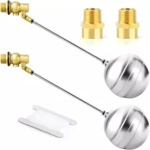 GASHER 1PCS 1 /2 304 스테인리스 스틸 플로트 볼 밸브(1 G 암컷 x NPT 수컷 어댑터 포함) 저장 탱크 풀