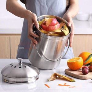 스테인리스 밀폐 음식물 쓰레기통 주방 퇴비통 냄새차단 보관용 용기