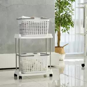 빨래바구니 이동가능한 정리 수납 2단 빨래 바구니