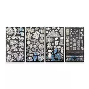 전통무늬 민화 동식물 자개 스티커 4종세트 취미생활 초등학생 수첩꾸미기 다이어리