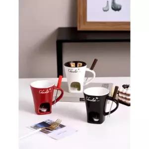 프리미엄 세라믹 퐁듀 머그컵 냄비 초콜릿 멜팅 레드