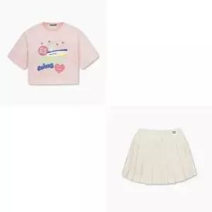 [갤러리아] 베네통키즈  크롭티셔츠플리츠치마레깅스 QATS09531/QALG05531/PC