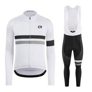 로파모 CR 남성 사이클링 의류 세트 긴 소매 저지 지퍼 포켓 자전거 의상 빕 팬츠 3D 패딩
