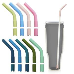 [미국배송] 금속 빨대 교체용 8MM 실리콘 팁 및 받침대 재사용 가능한 식품 등급 고무 플렉스 엘보우 커버 스탠리 컵 텀블러용 8-10MM 직경 빨대용