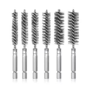 [모두쇼핑]드릴용 육각 철브러쉬 6종 세트 육각철브러쉬 드릴용철브러쉬 드릴용쇠브러쉬 육각브러쉬