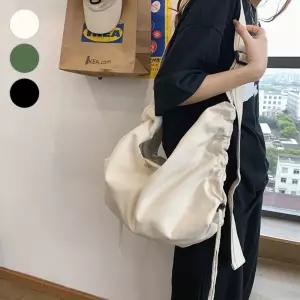 학생가방 캔버스백 대형 크로스백 주름 스트링 바디백 eZm8+1YMV