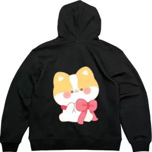 후드티 붉은 리본 야옹이 전사이즈 뒷면 프린트티셔츠 [ARL9242]