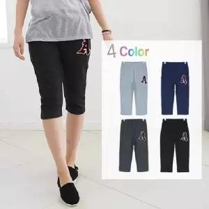 A패치 7부 트레이닝팬츠 DM4147 맨투맨 팬츠 일자 운동복 긴바지 본딩