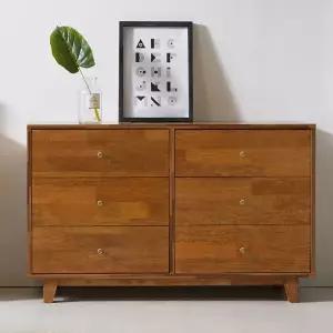 [롯데백화점]미아트 빅피처가구 미라노 1200 LPM 멀바우원목 6칸 3단 서랍장