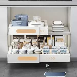 무타공 4면 확장형 길이조절 슬라이딩 레일 선반