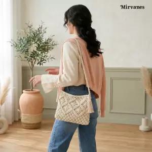 미르바네스 마크라메 라탄 크로스백 여성 여름 데일리 숄더백 1741