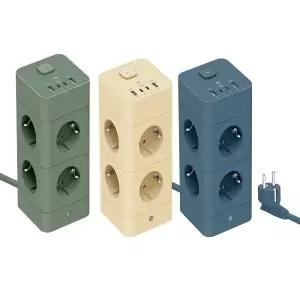 econer 고용량 4000W 8구 12구 USB C타입 큐브 타워형 멀티탭 전선형 1.8M