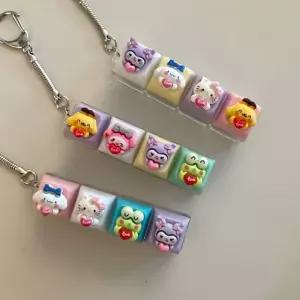 고양이 캐릭터 KT LED 야광 불빛 키캡 키링 4구 컬러 키보드 자판 딸깍이 클리커