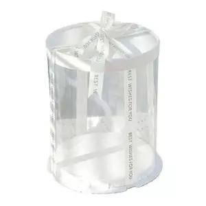 원형 투명 케 박스 생일 둥근 케이크 휴대용 포장 상자 50개