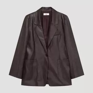 백화점 리스트 페이크 레더 싱글 테일러드 자켓TWWJKP72020