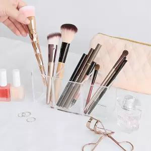 립스틱 브러쉬 메이크업 3칸 아크릴 정리함 미니화장대 트레이 꽂이 셰도우 선반