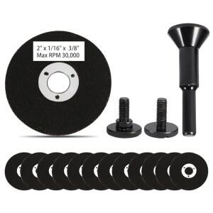 5.1CM(2인치) 컷오프 휠, 12팩 금속 커팅 공구용 아버 /8인치) 드릴 홀, /4인치) 디스크 0.6CM(1 홀더 다이 장착 섕크 그라인더 탄소 스틸 PVC 1CM(3 맨드릴 에어 커터, 액세서리 회전